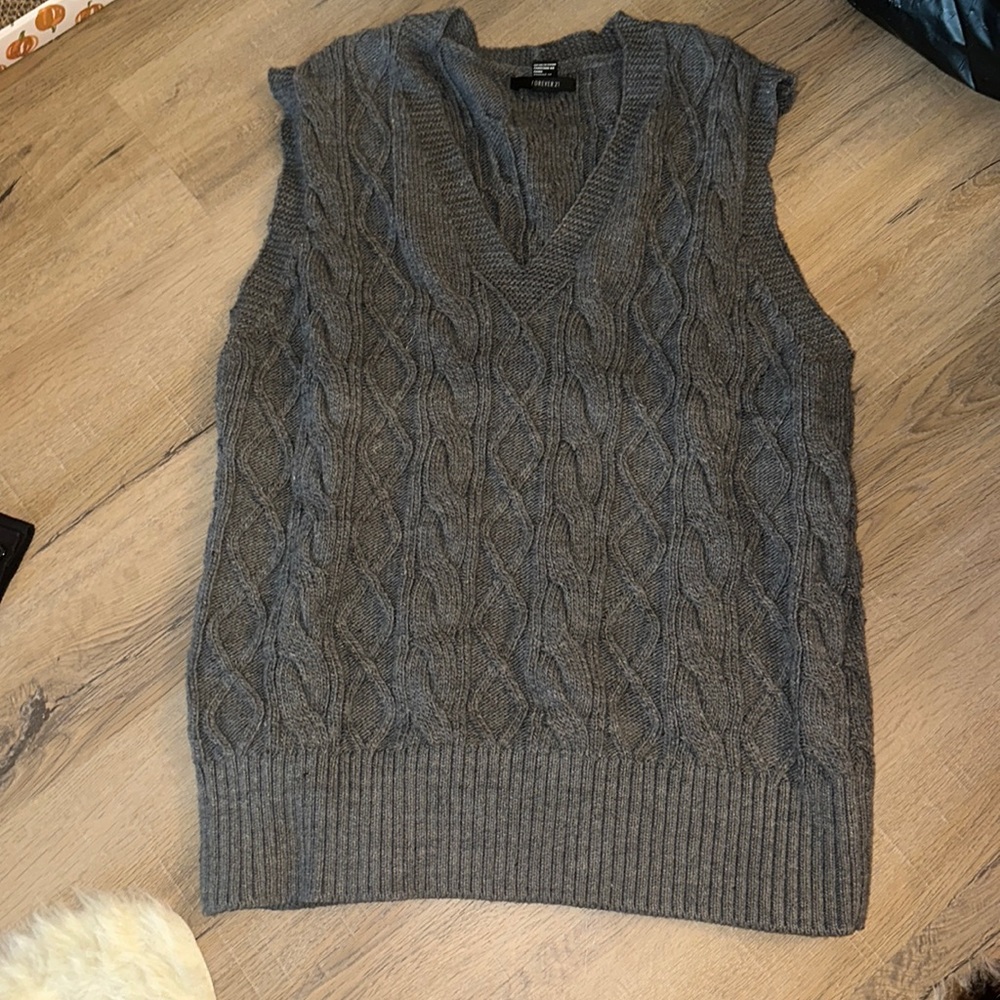 Gray Oversized Sweater Vest